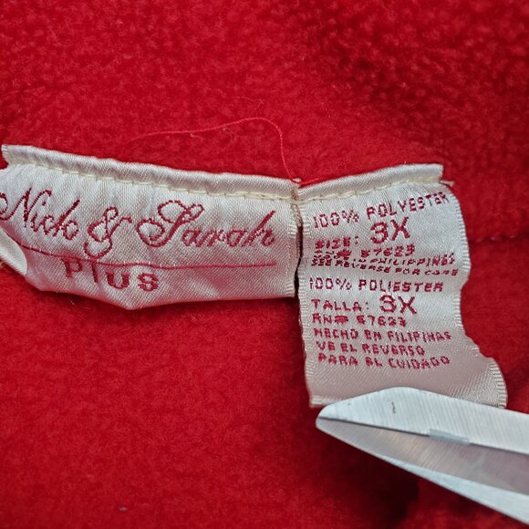 Nick & Sarah Cardigan Sweater Womens Plus Sz 3X Red Fleece Christmas Embroidered - Picture 7 of 14